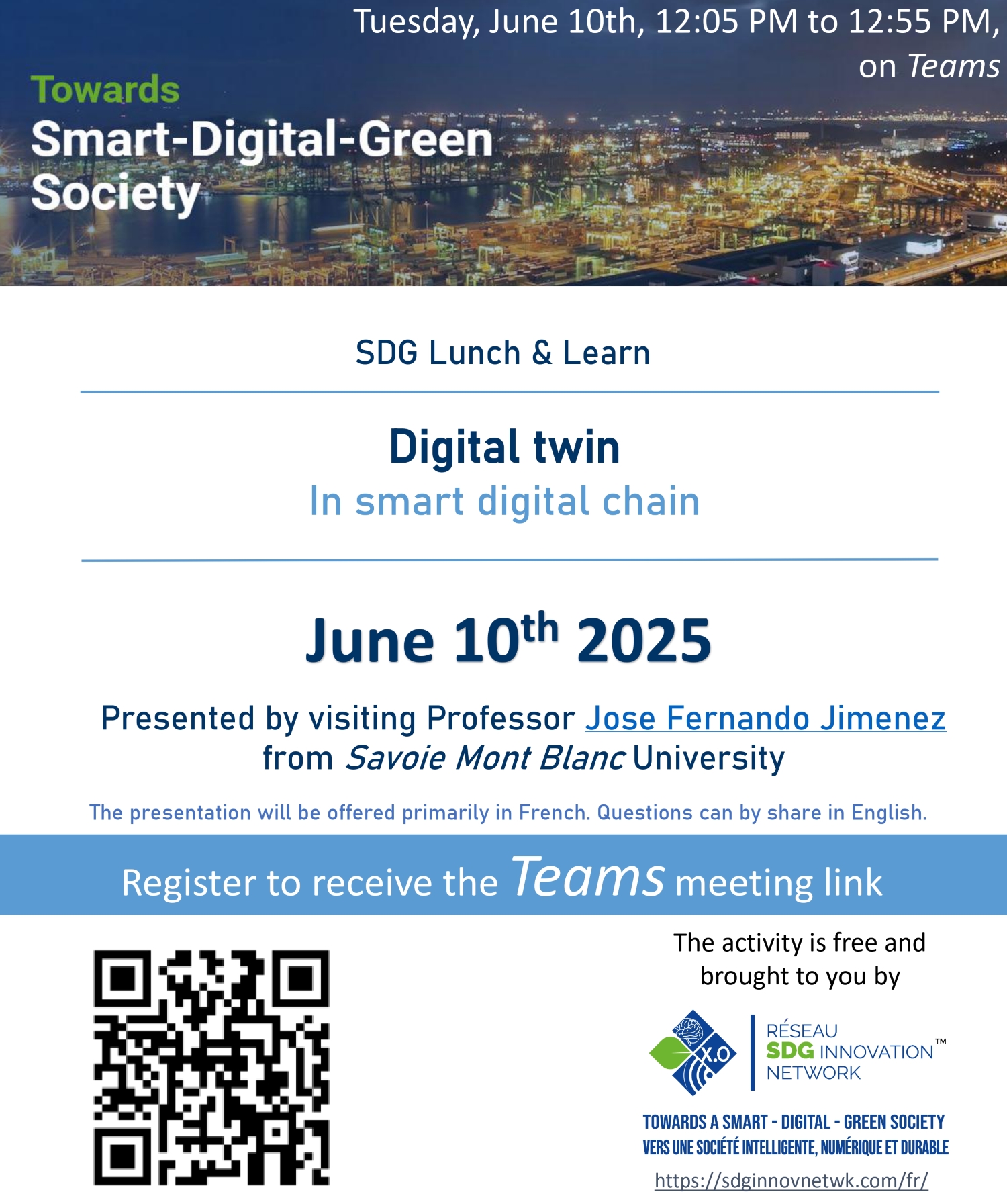 Upcoming SDG Lunch & Learn
Digital twin In smart digital chain